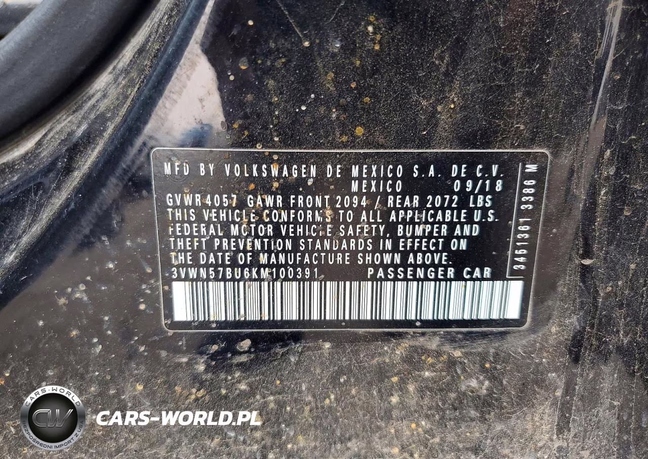 2019 Volkswagen Jetta S VIN:3VWN57BU6KM100391 - 12