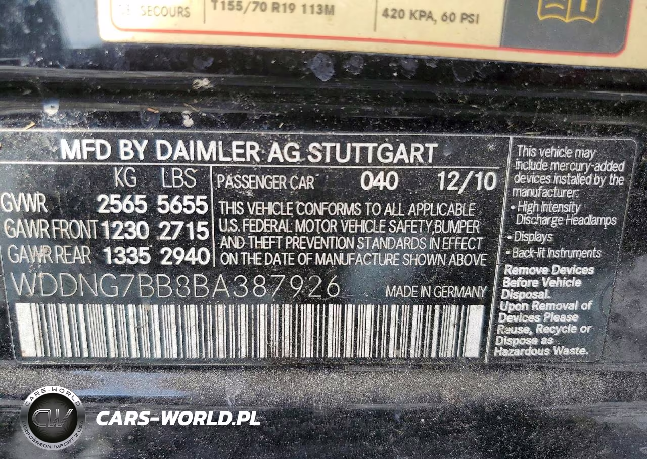 2011 Mercedes-Benz S 550 VIN:WDDNG7BB8BA387926 - 12