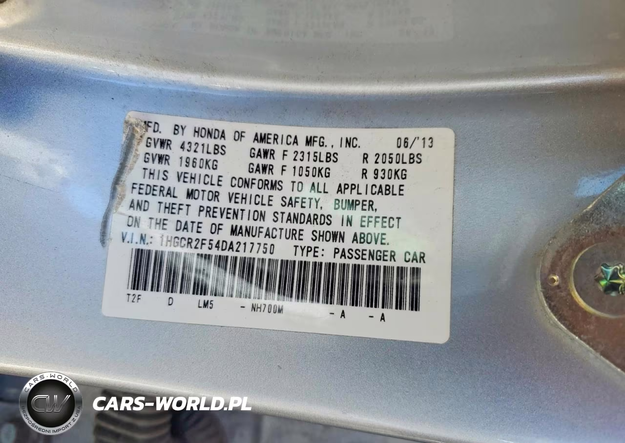 2013 Honda Accord Sport VIN:1HGCR2F54DA217750 - 12