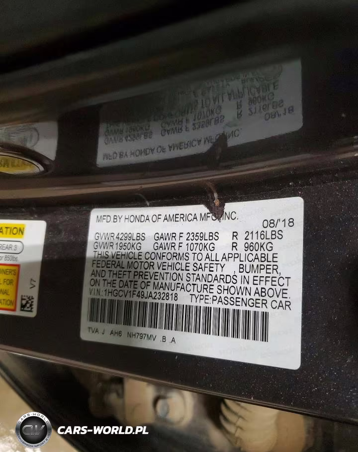 2018 Honda Accord Ex VIN:1HGCV1F49JA232818 - 12