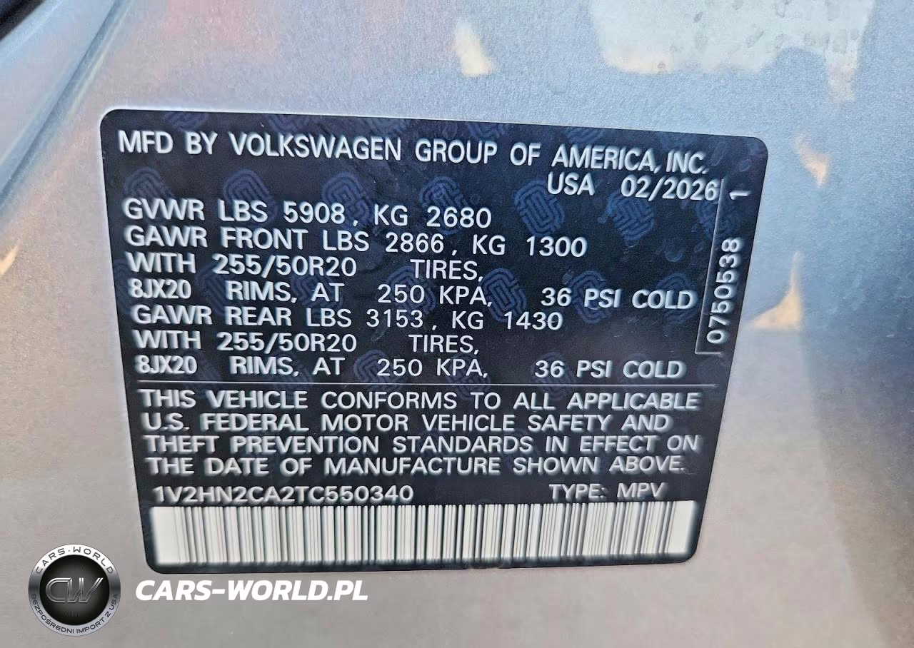 2026 Volkswagen Atlas Se VIN:1V2HN2CA2TC550340 - 13