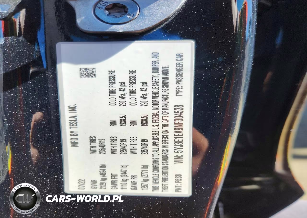 2022 Tesla Model 3 VIN:5YJ3E1EA9NF304538 - 12