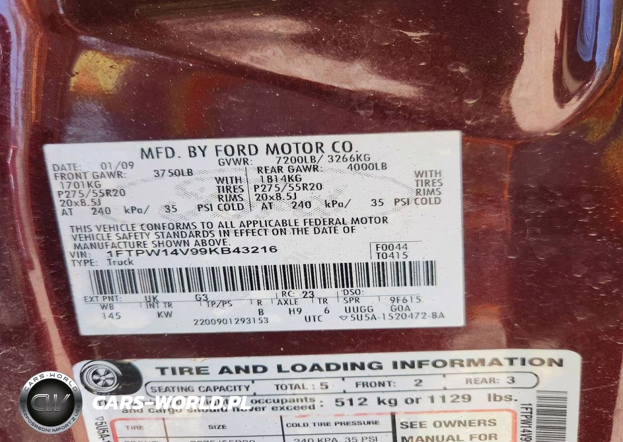 2009 Ford F150 Supercrew VIN:1FTPW14V99KB43216 - 12
