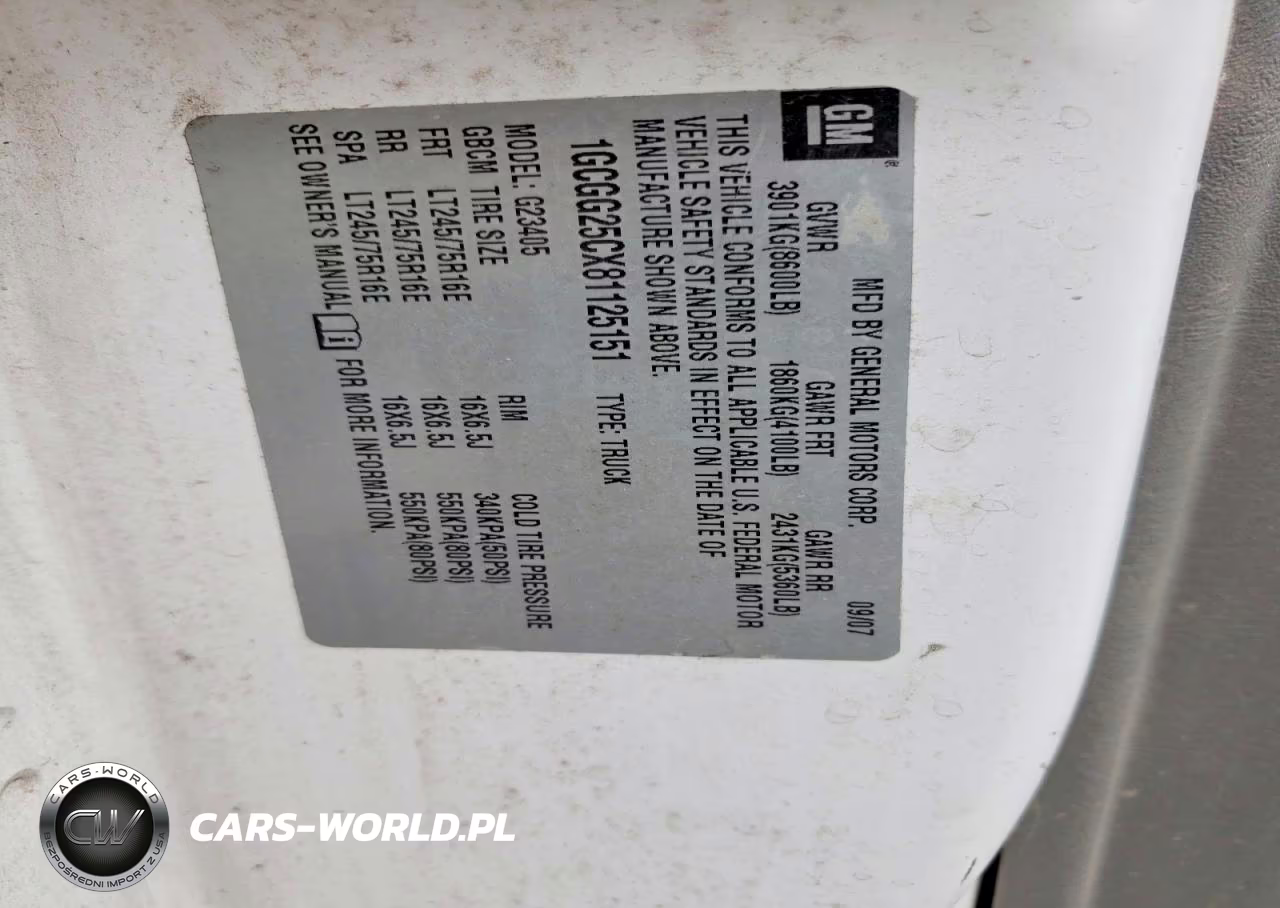 2008 Chevrolet Express G2500 VIN:1GCGG25CX81125151 - 13