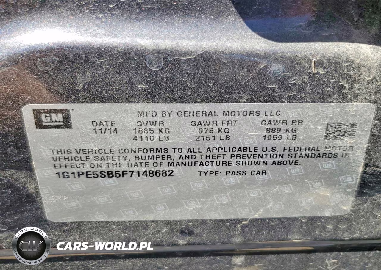2015 Chevrolet Cruze Lt VIN:1G1PE5SB5F7148682 - 12