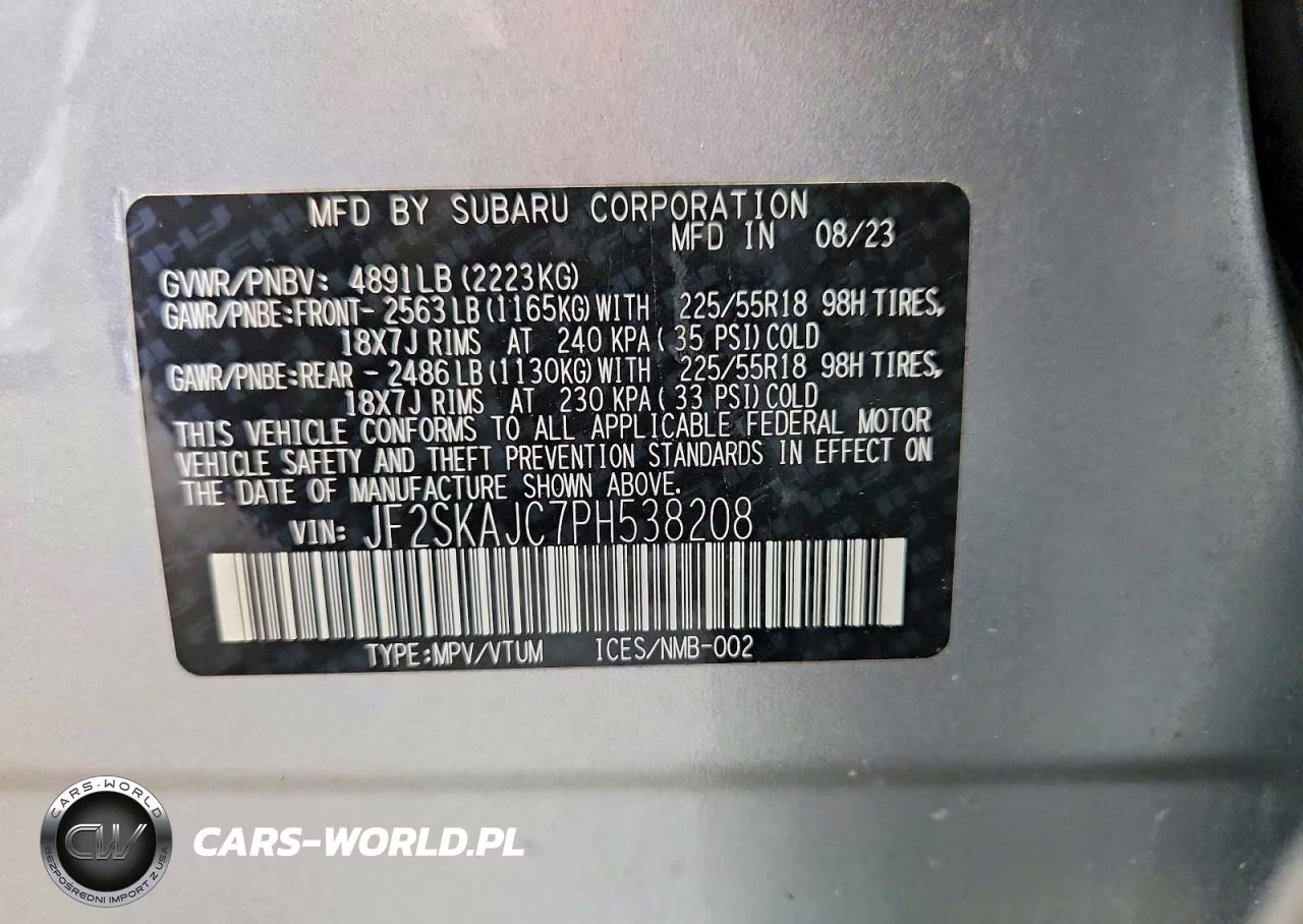 2023 Subaru Forester Sport VIN:JF2SKAJC7PH538208 - 13
