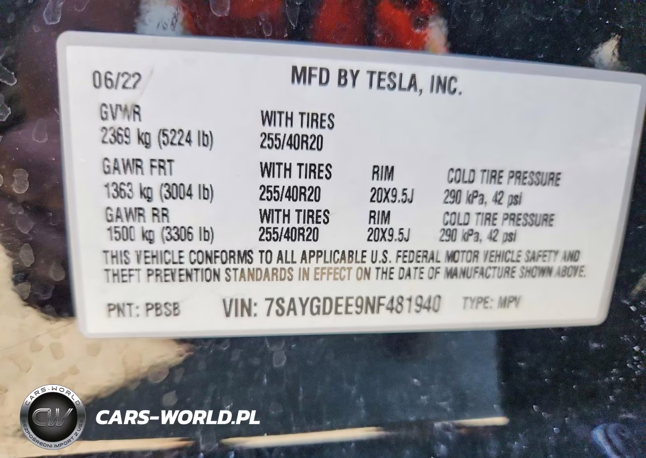 2022 Tesla Model Y VIN:7SAYGDEE9NF481940 - 14