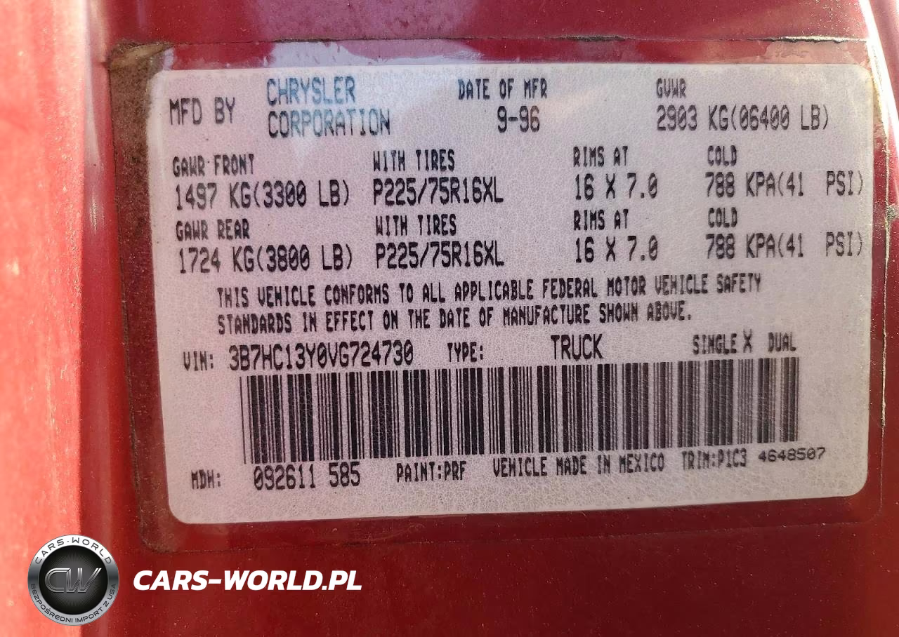 1997 Dodge Ram 1500 VIN:3B7HC13Y0VG724730 - 12