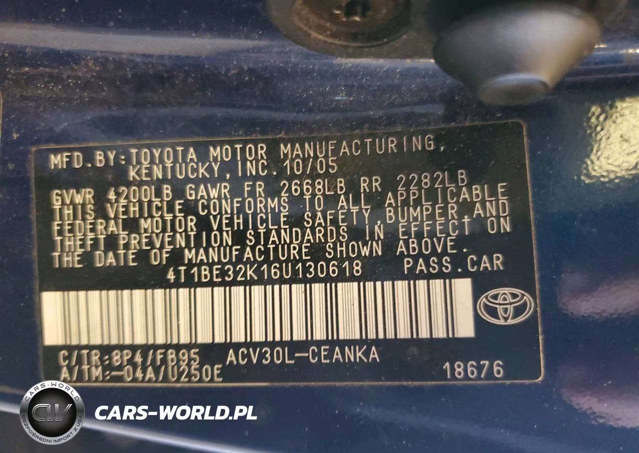 2006 Toyota Camry Le VIN:4T1BE32K16U130618 - 12