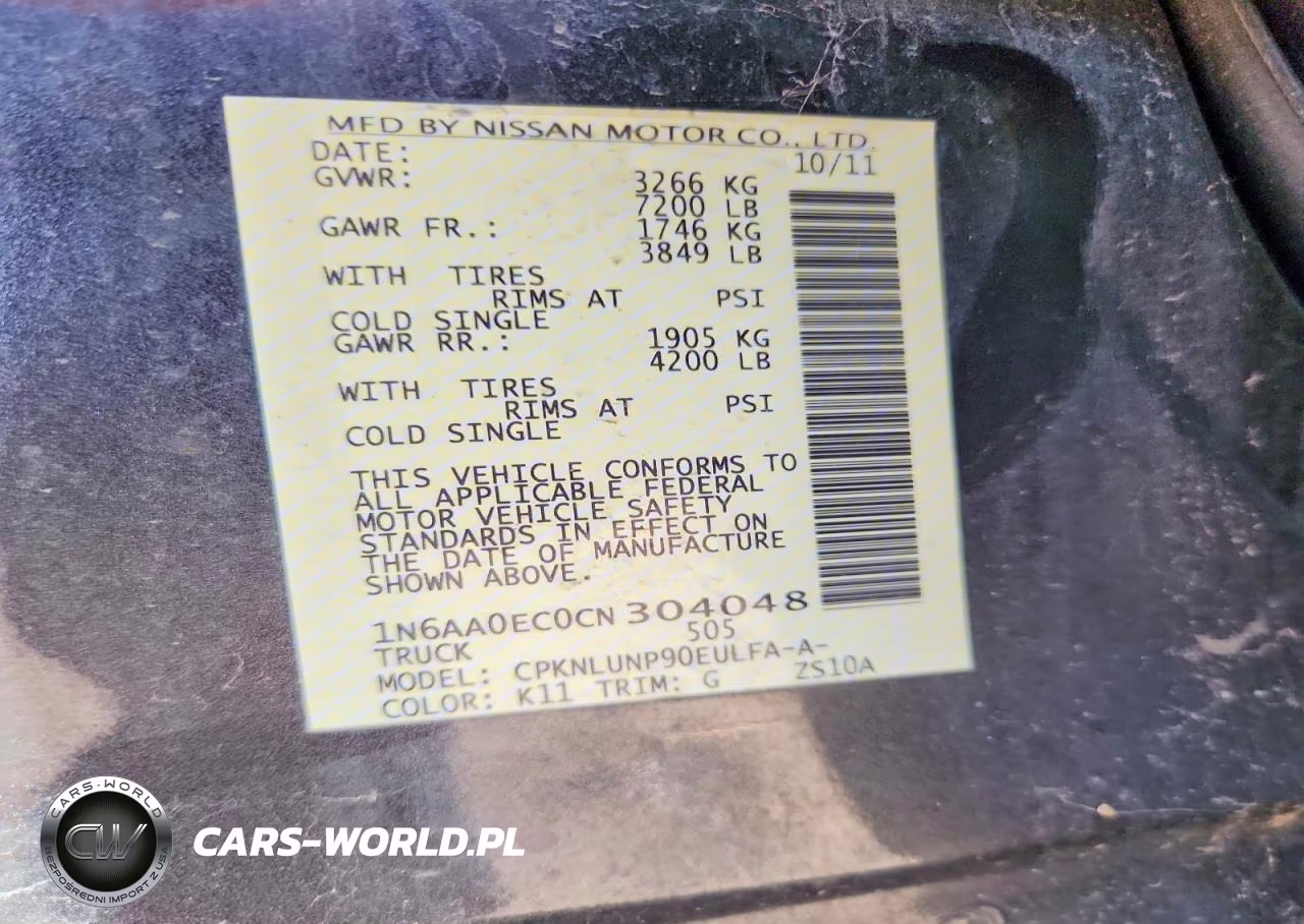 2012 Nissan Titan Sv VIN:1N6AA0EC0CN304048 - 12