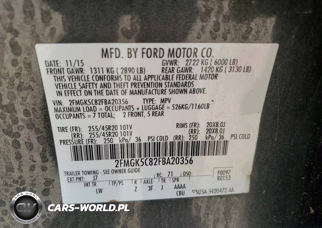 2015 Ford Flex Sel VIN:2FMGK5C82FBA20356 - 13