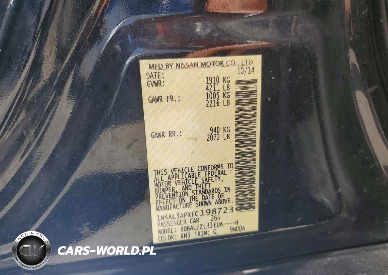 2015 Nissan Altima 2.5 S VIN:1N4AL3APXFC198723 - 12