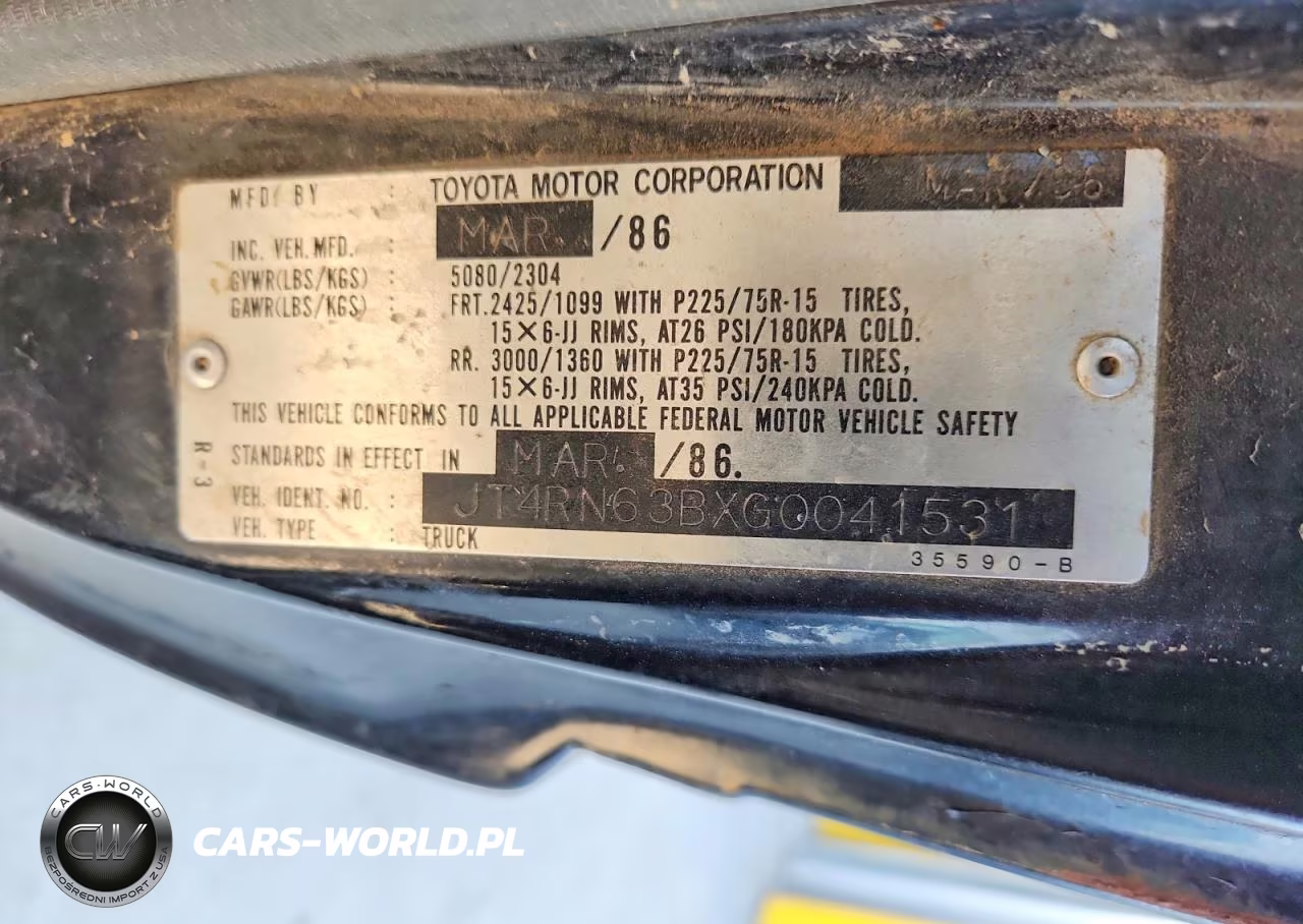 1986 Toyota Pickup Turbo VIN:JT4RN63BXG0041531 - 12