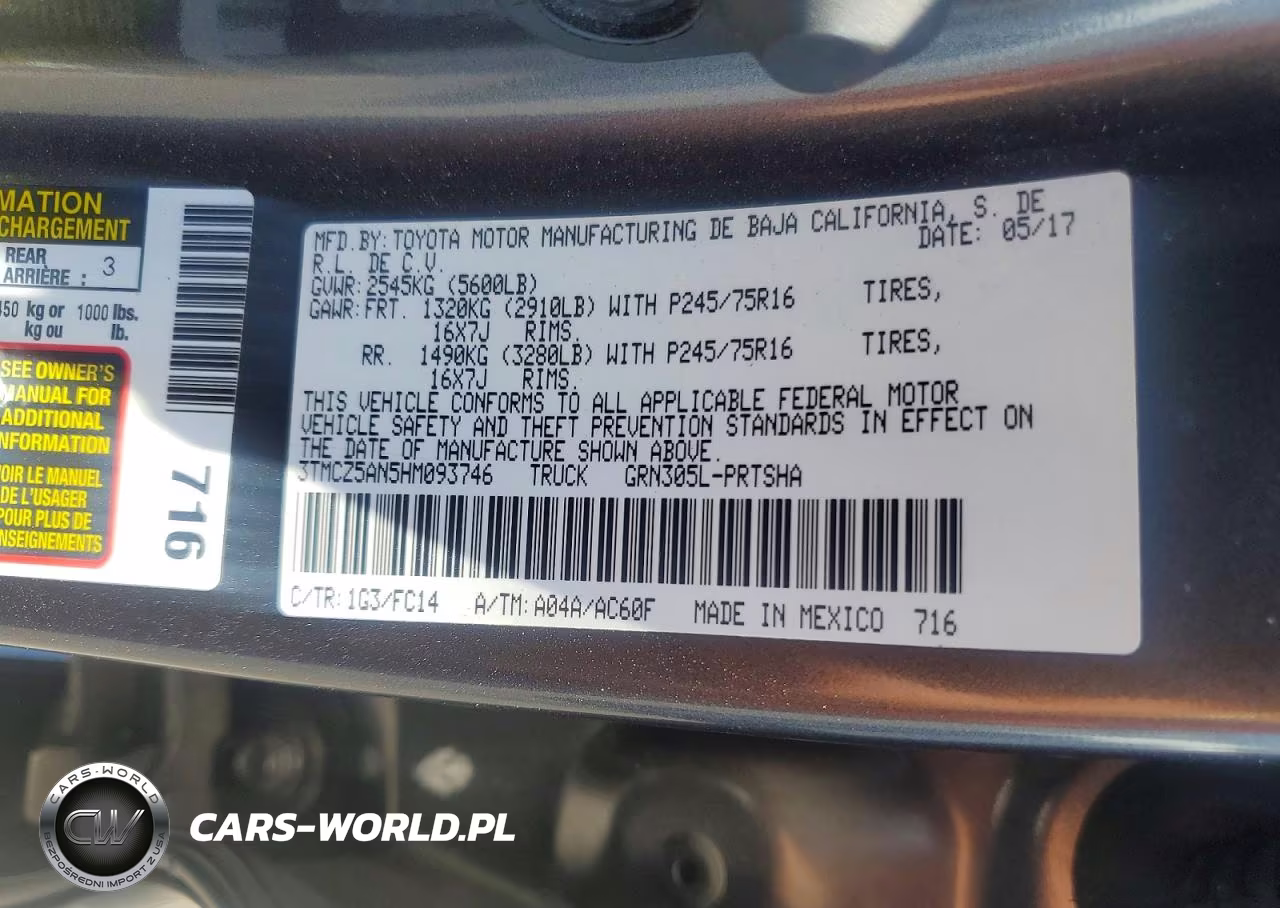 2017 Toyota Tacoma Sr5 V6 VIN:3TMCZ5AN5HM093746 - 12