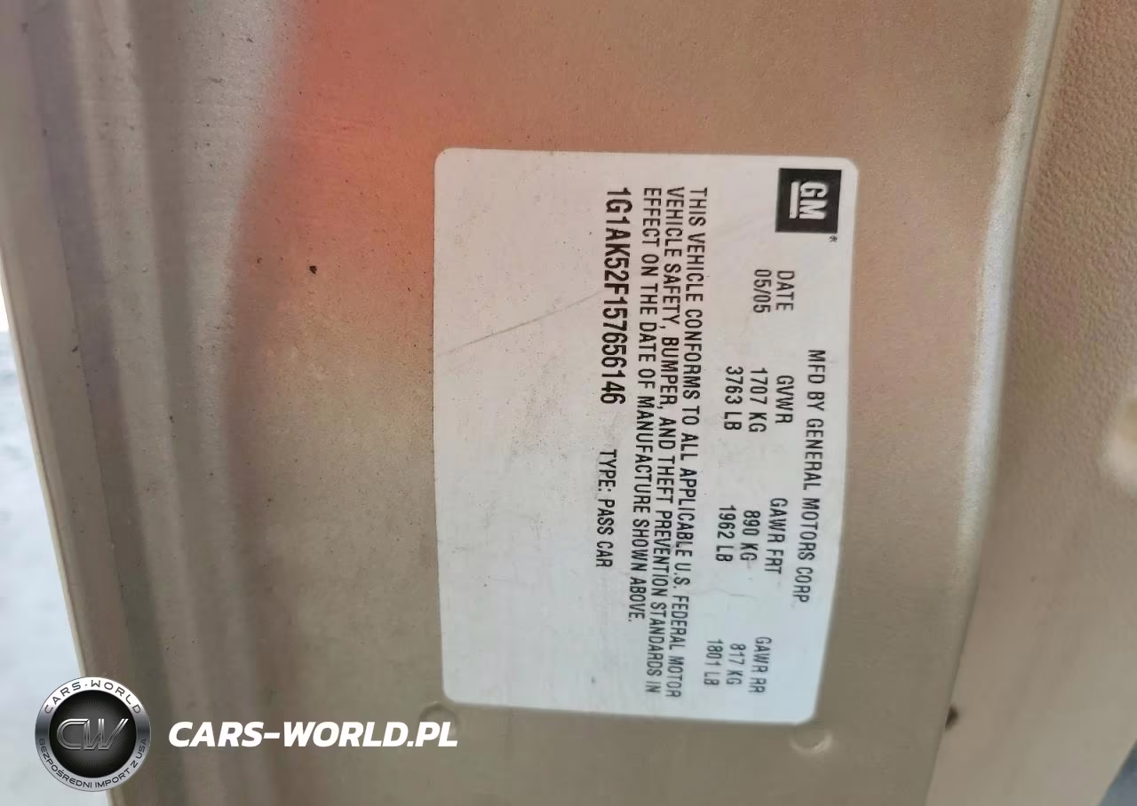 2005 Chevrolet Cobalt VIN:1G1AK52F157656146 - 12