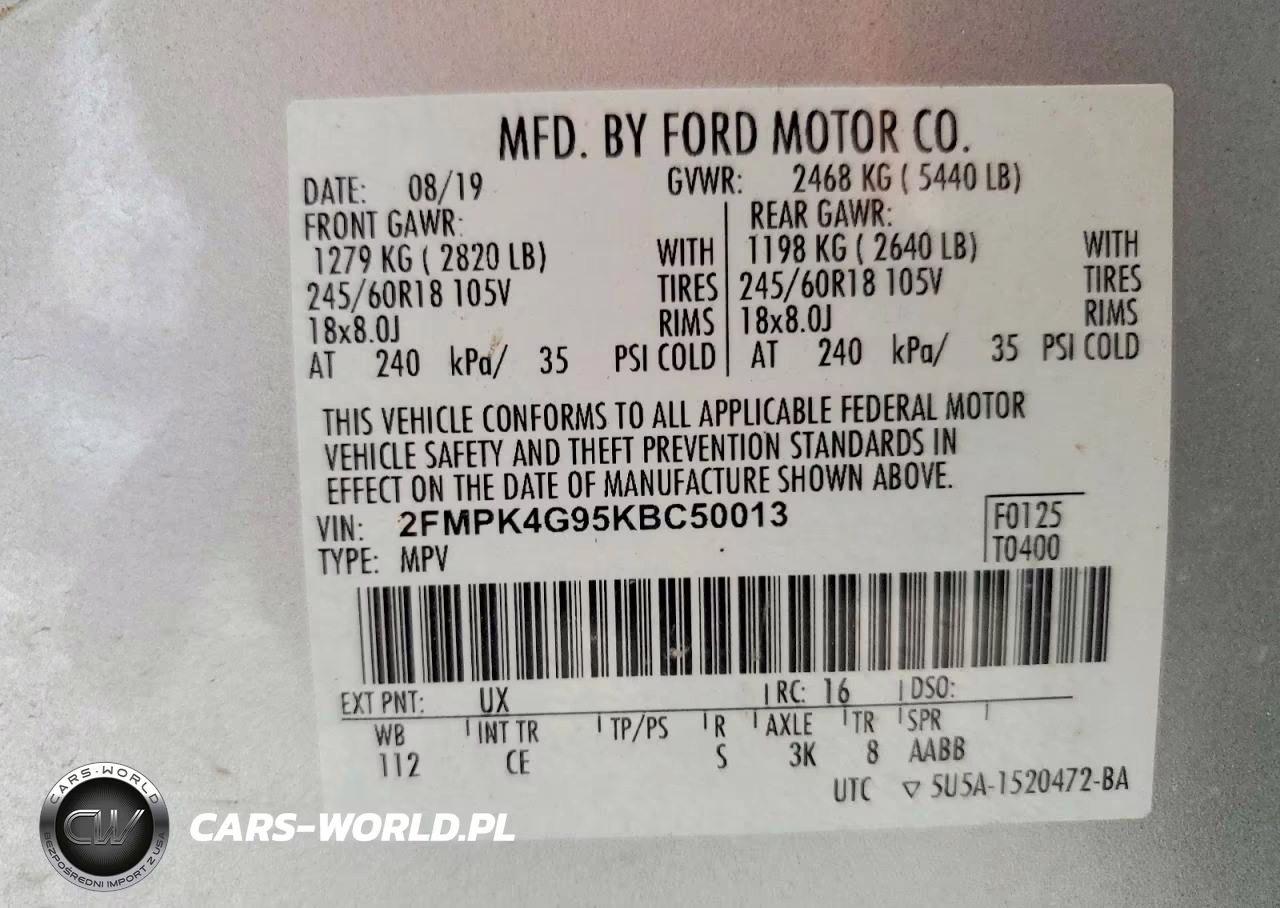 2019 Ford Edge Se VIN:2FMPK4G95KBC50013 - 13