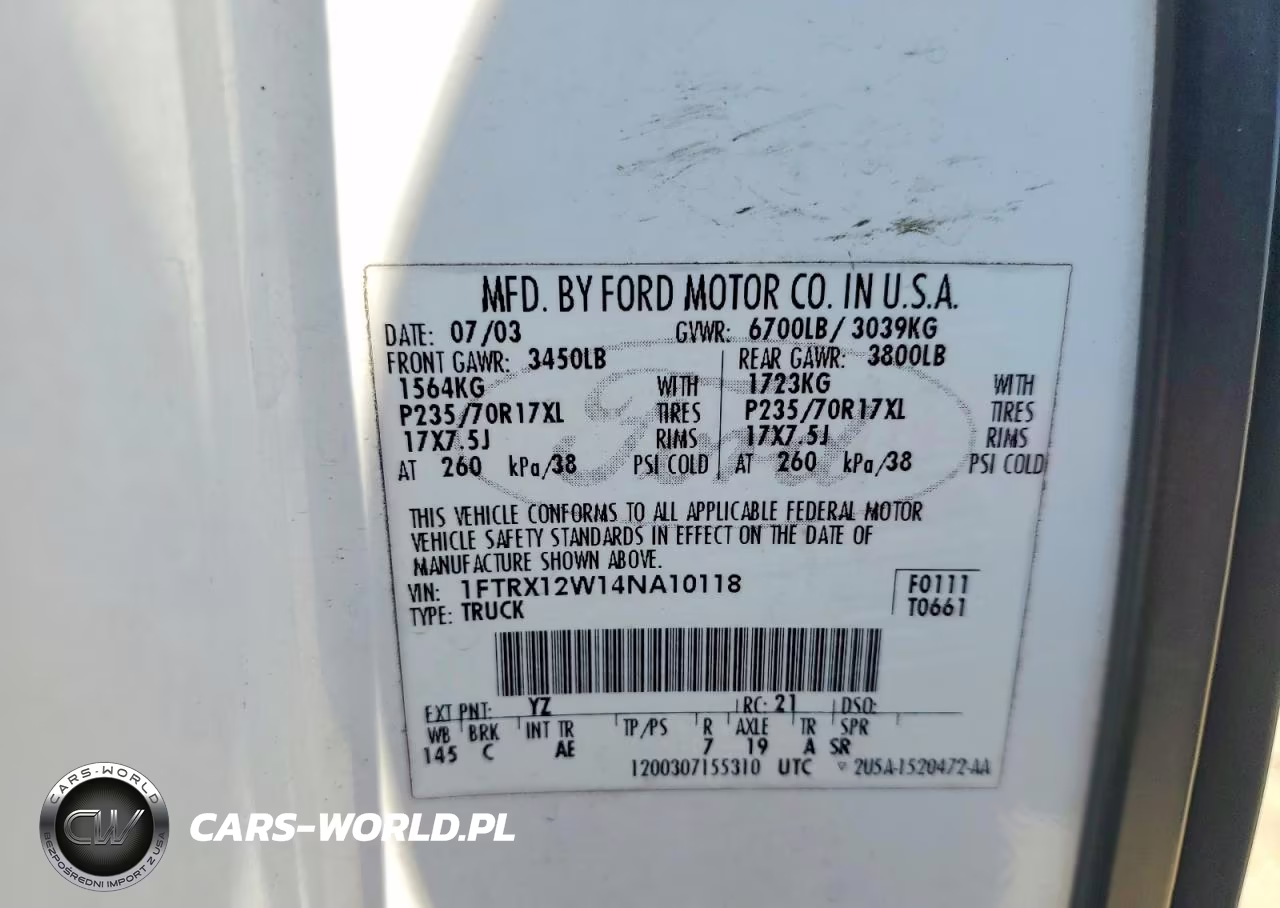 2004 Ford F150 VIN:1FTRX12W14NA10118 - 12