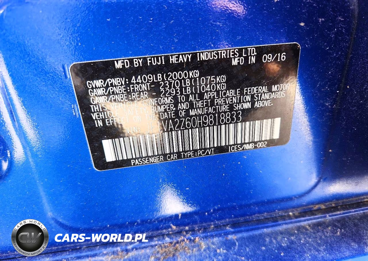 2017 Subaru Wrx Sti Limited VIN:JF1VA2Z60H9818833 - 13