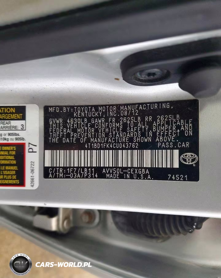 2012 Toyota Camry Hybrid Xle VIN:4T1BD1FK4CU043762 - 12