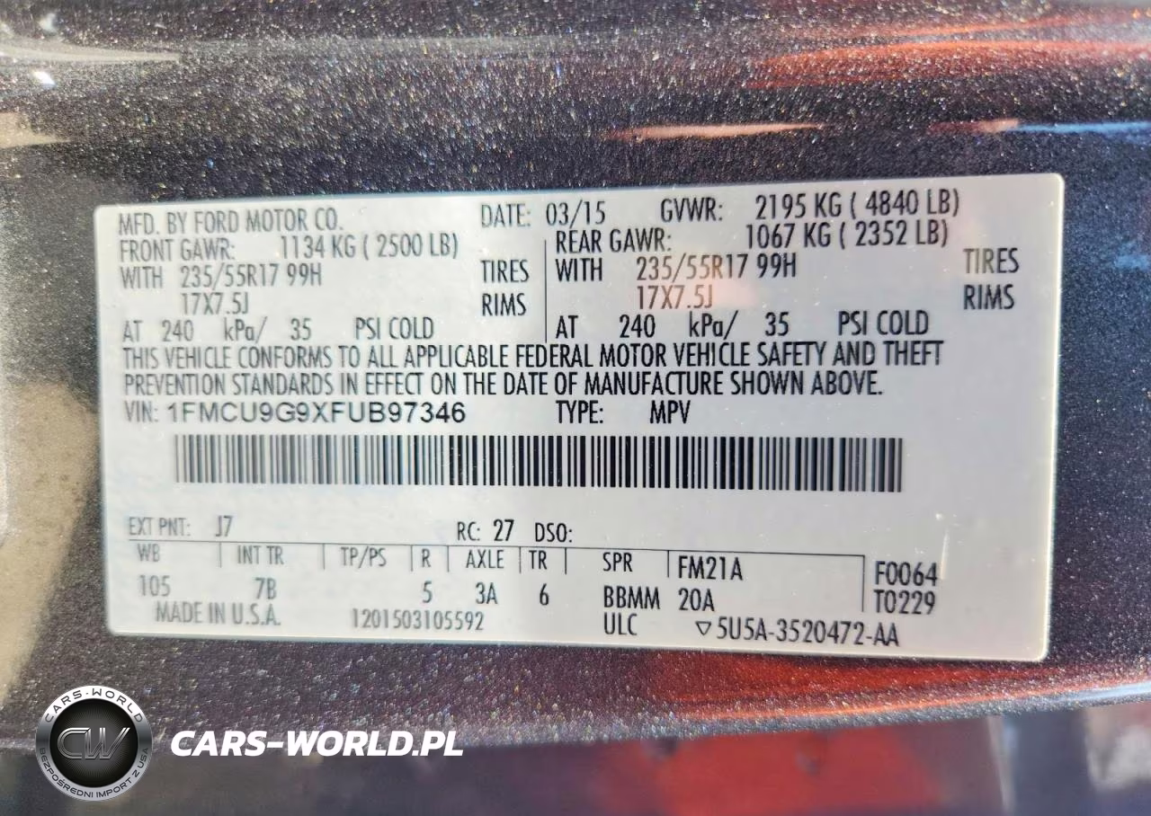 2015 Ford Escape Se VIN:1FMCU9G9XFUB97346 - 13
