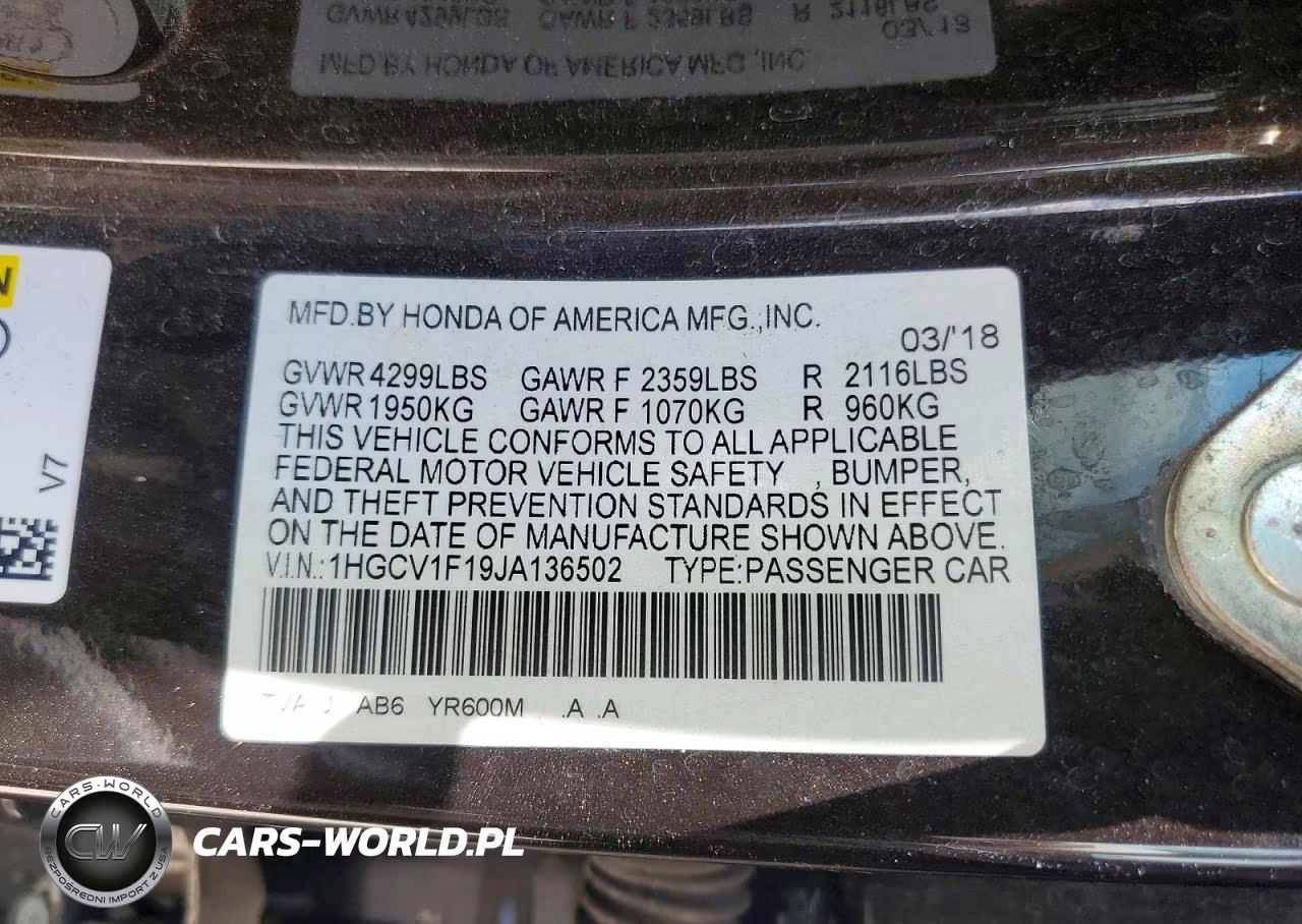 2018 Honda Accord Lx VIN:1HGCV1F19JA136502 - 12