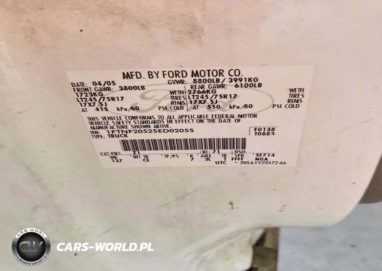 2005 Ford F250 Super Duty VIN:1FTNF20525ED02055 - 12