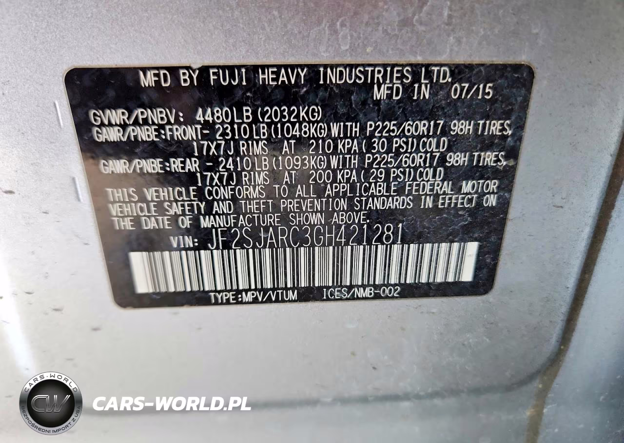 2016 Subaru Forester 2.5I Limited VIN:JF2SJARC3GH421281 - 13