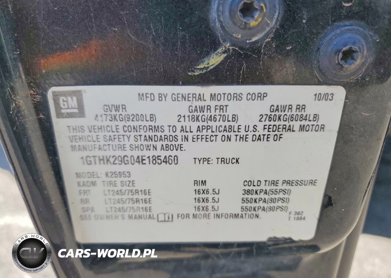 2004 GMC Sierra K2500 Heavy Duty VIN:1GTHK29G04E185460 - 12