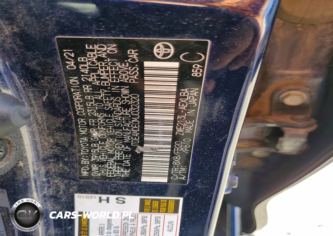 2021 Toyota Corolla Le VIN:JTDEAMDE0MJ032320 - 13