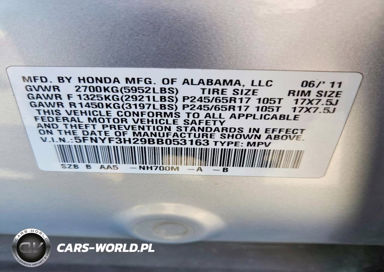 2011 Honda Pilot Lx VIN:5FNYF3H29BB053163 - 13