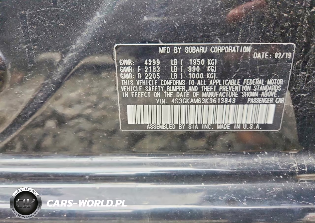 2019 Subaru Impreza Sport VIN:4S3GKAM63K3613843 - 12