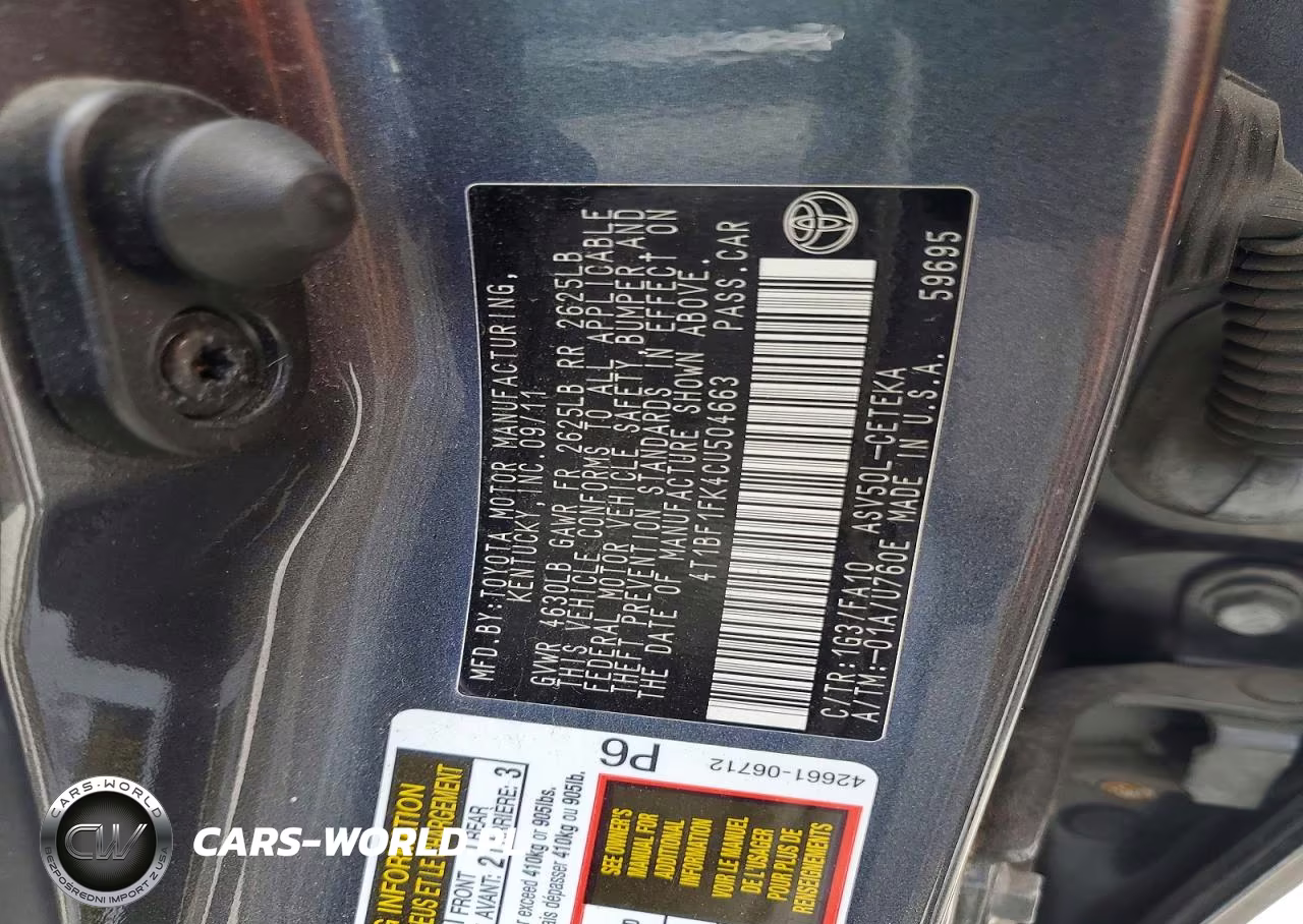 2012 Toyota Camry L VIN:4T1BF1FK4CU504663 - 12