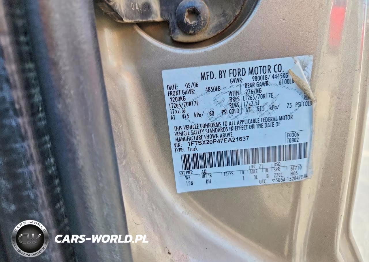 2007 FORD F250 SUPER DUTY VIN:1FTSX20P47EA21637 - 12