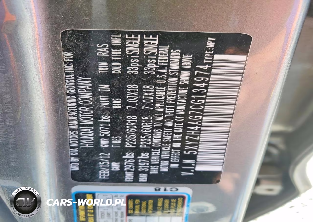 2012 Hyundai Santa Fe Se VIN:5XYZH4AG7CG134974 - 13