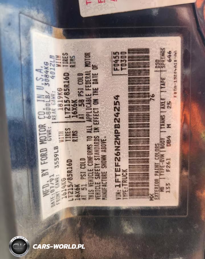 1991 Ford F250 VIN:1FTEF26N2MPB24254 - 12