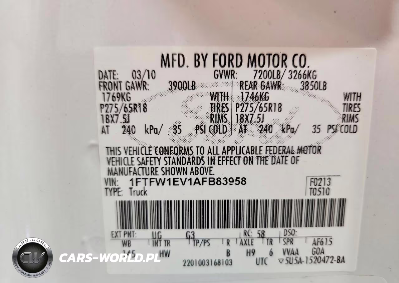 2010 Ford F150 Supercrew VIN:1FTFW1EV1AFB83958 - 12
