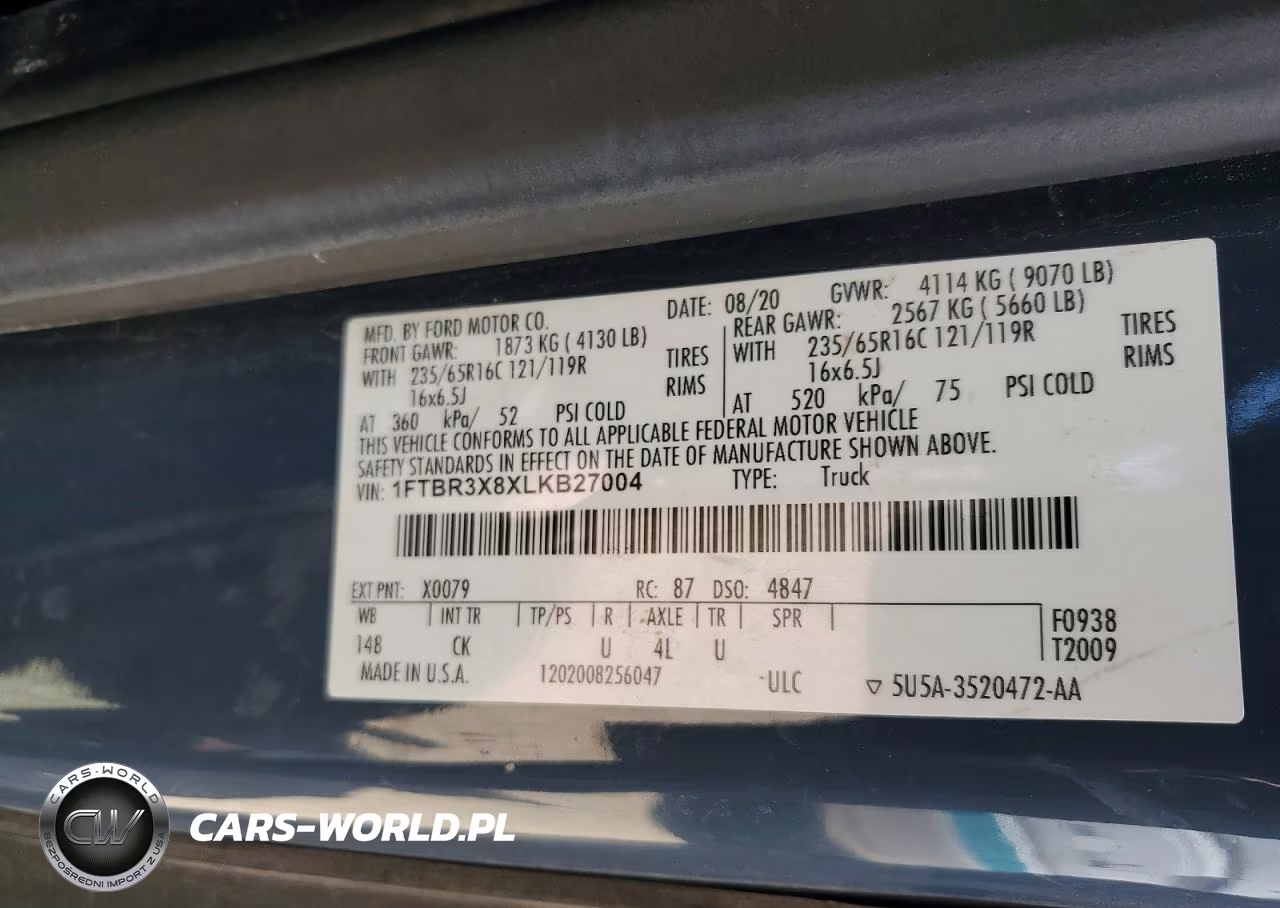 2020 Ford Transit T-250 VIN:1FTBR3X8XLKB27004 - 13