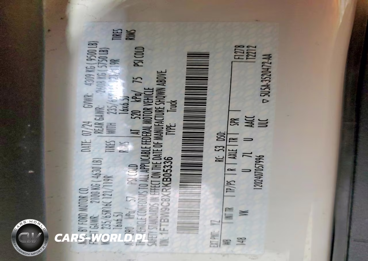 2024 Ford Transit T-350 VIN:1FTBW9C8XRKB05336 - 13
