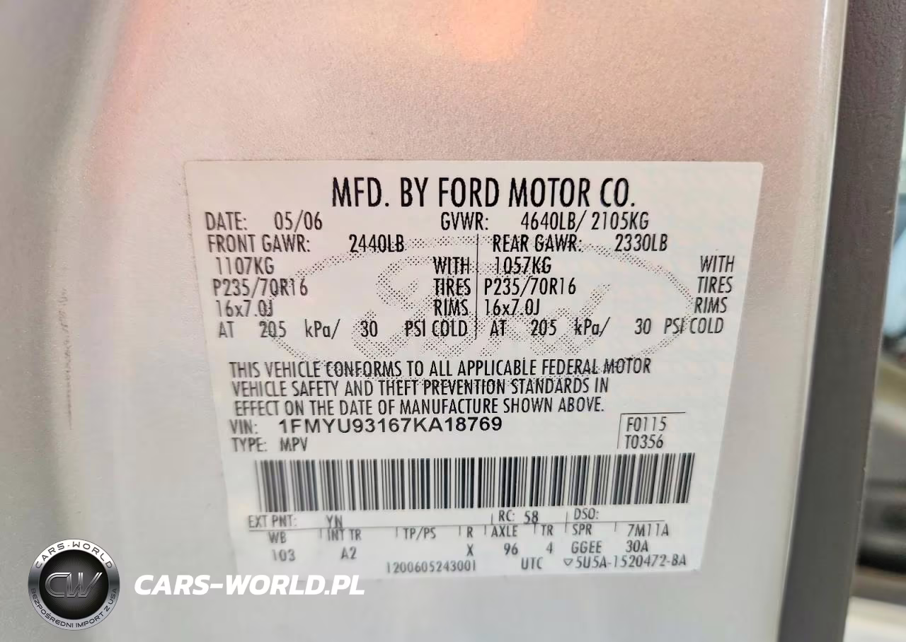 2007 Ford Escape Xlt VIN:1FMYU93167KA18769 - 13
