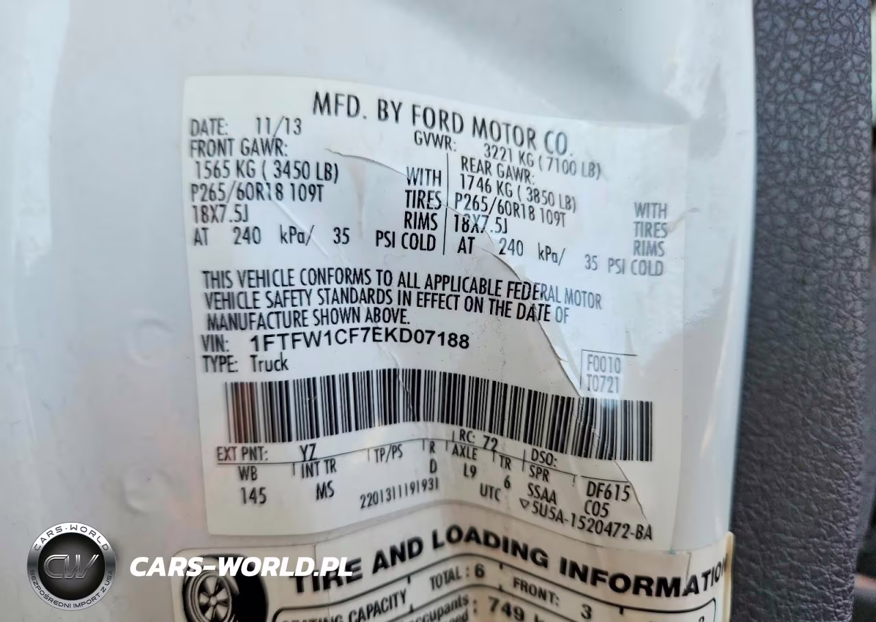 2014 Ford F150 Supercrew VIN:1FTFW1CF7EKD07188 - 12