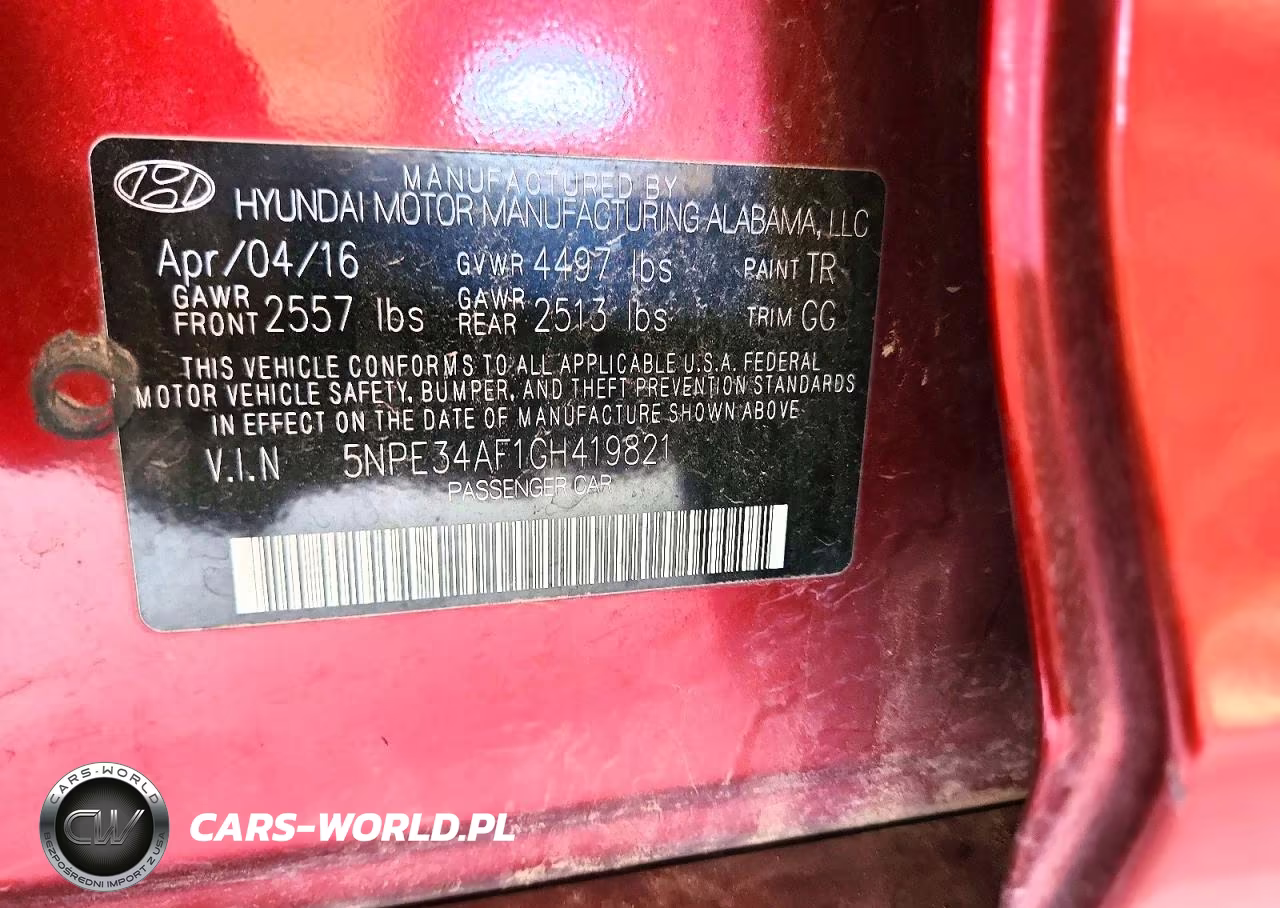 2016 Hyundai Sonata Sport VIN:5NPE34AF1GH419821 - 12