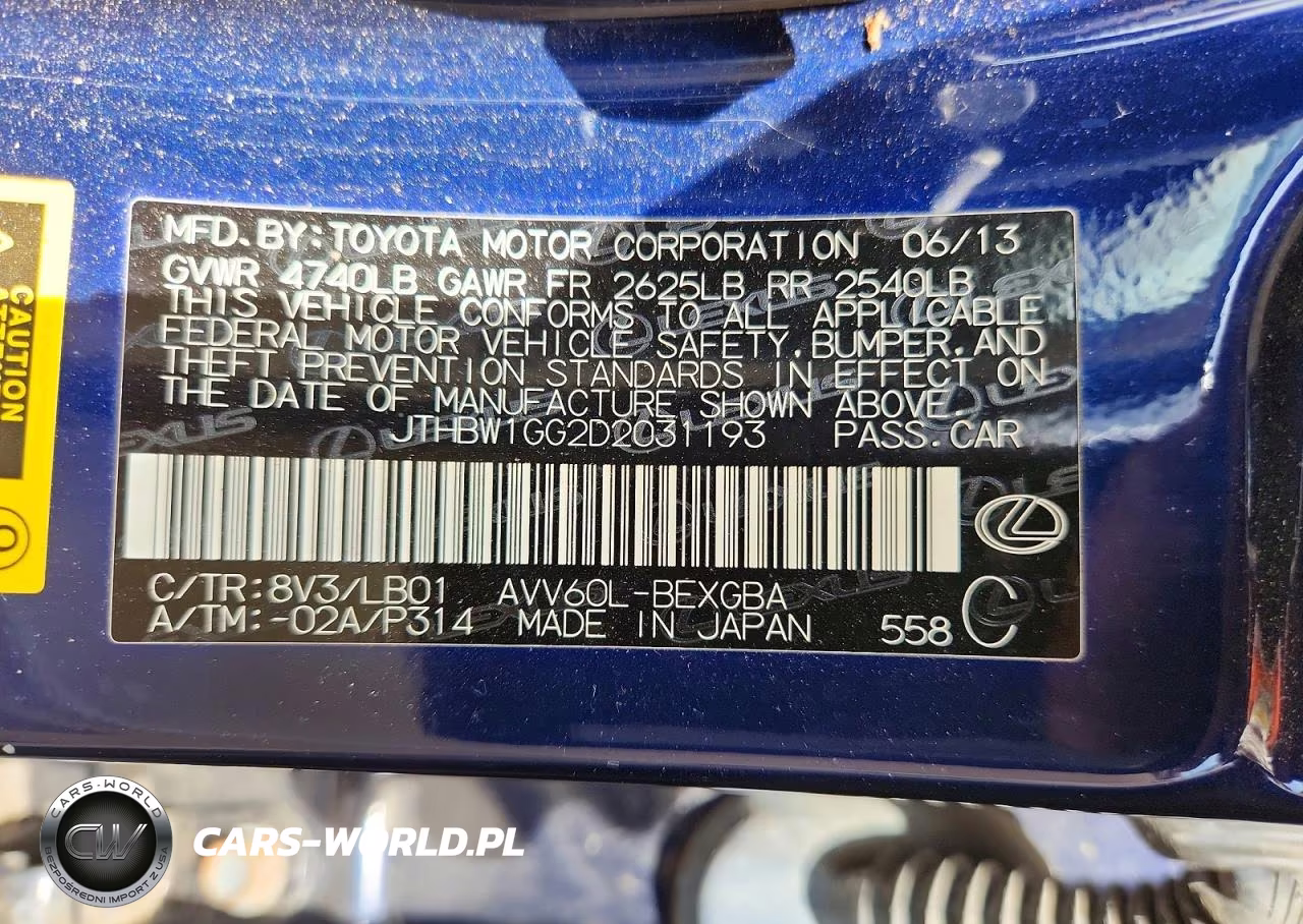2013 Lexus Es 300H VIN:JTHBW1GG2D2031193 - 13