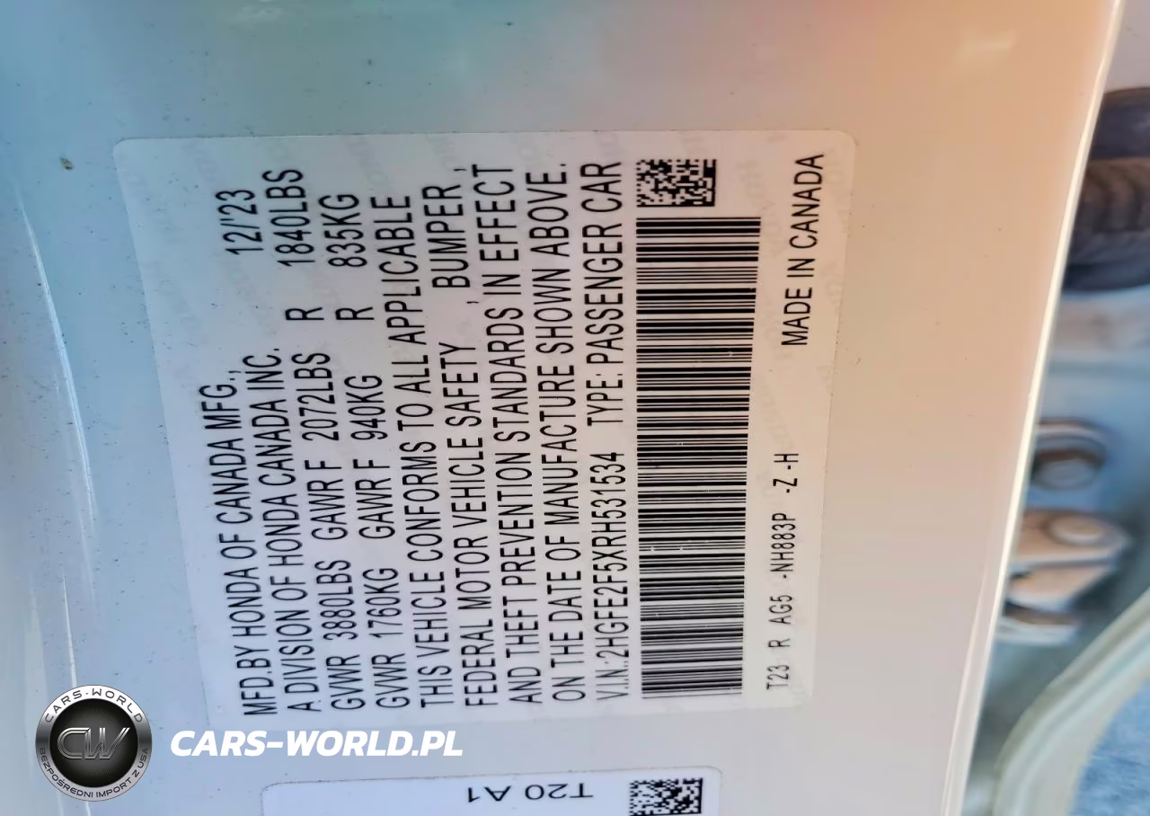 2024 Honda Civic Sport VIN:2HGFE2F5XRH531534 - 12