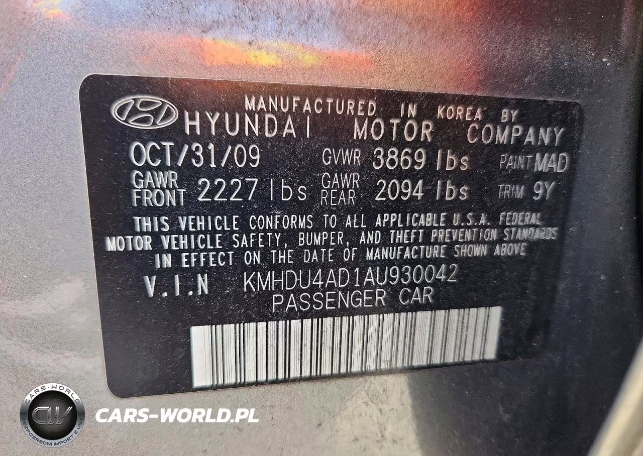 2010 Hyundai Elantra Gls VIN:KMHDU4AD1AU930042 - 12