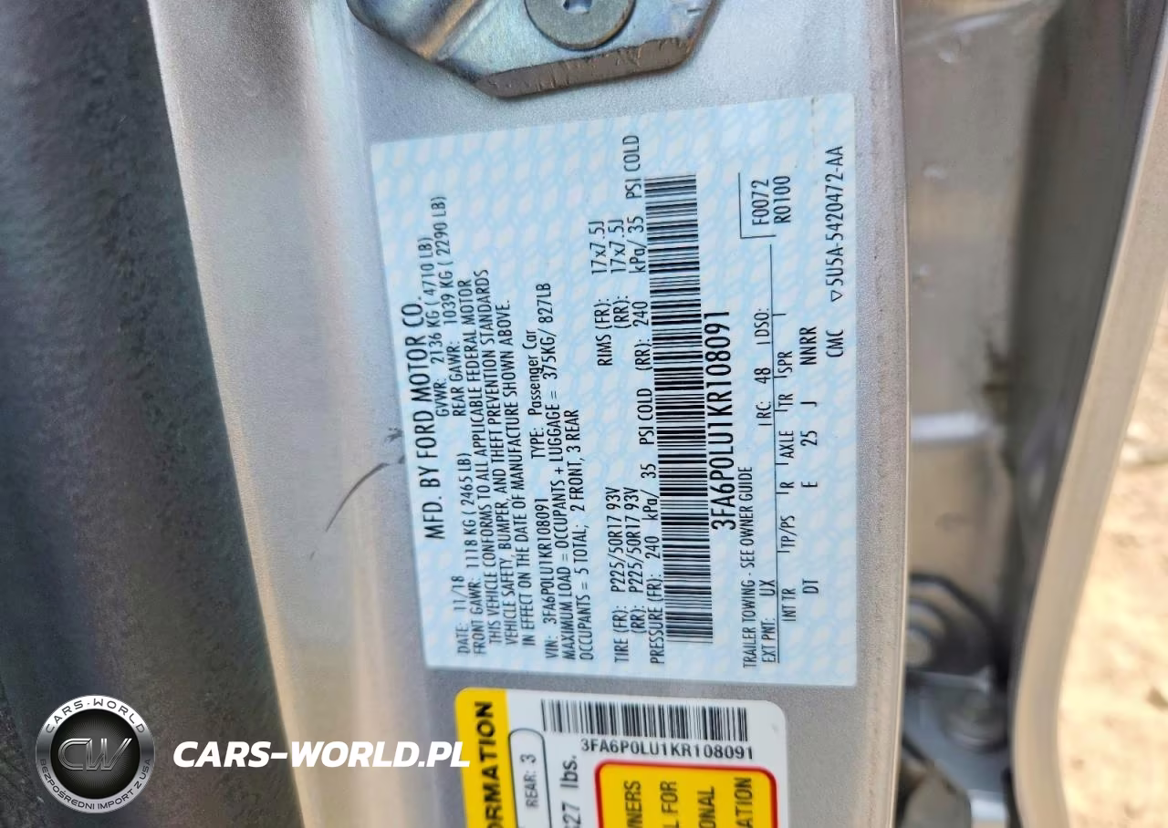 2019 Ford Fusion Se VIN:3FA6P0LU1KR108091 - 12
