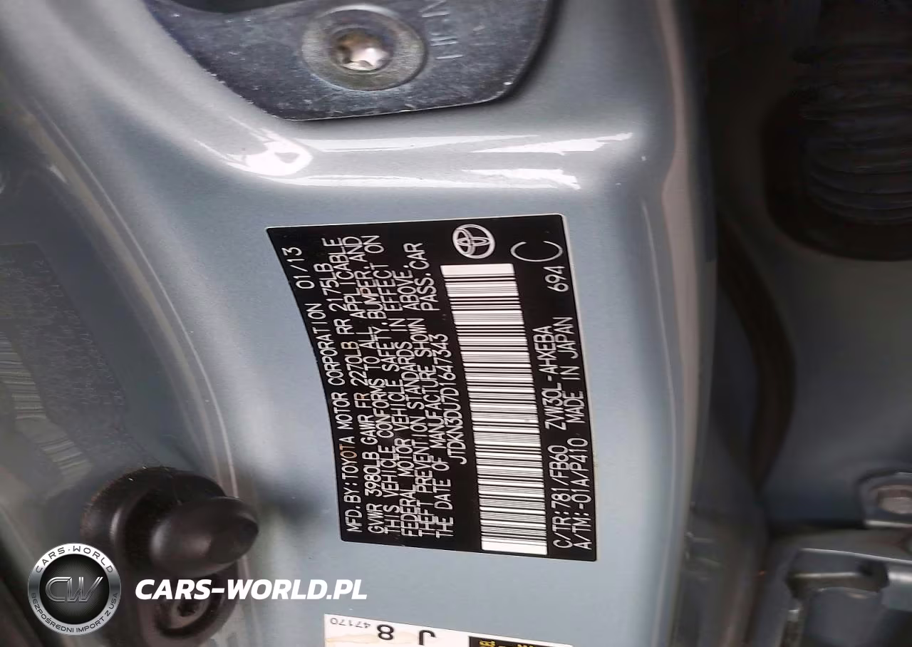 2013 Toyota Prius Two VIN:JTDKN3DU7D1647343 - 12