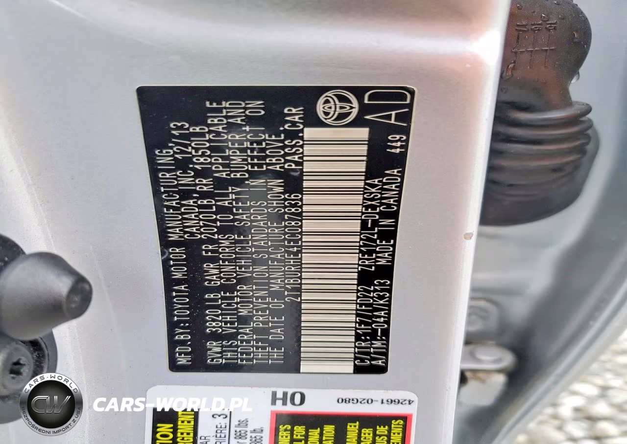 2014 Toyota Corolla S Plus VIN:2T1BURHE4EC087836 - 12