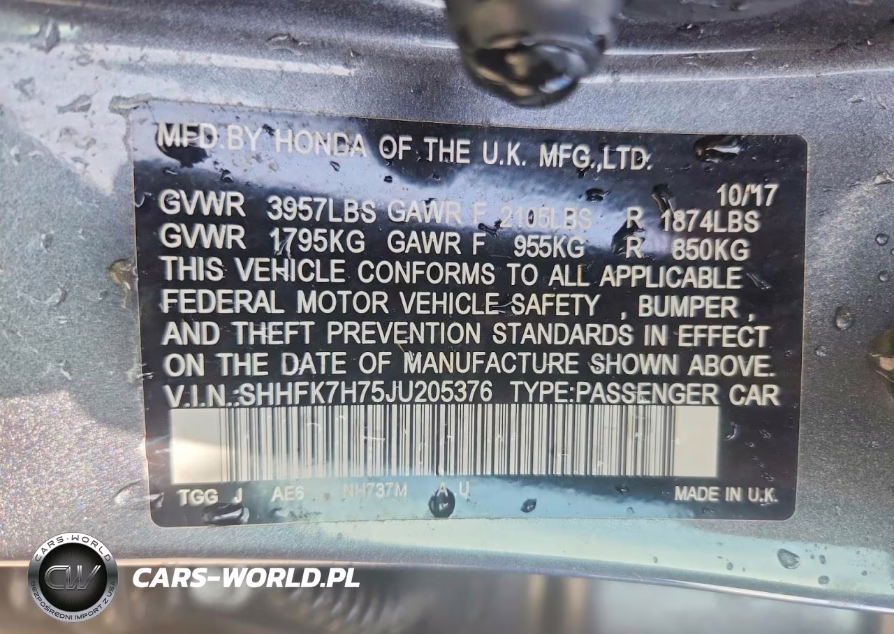 2018 Honda Civic Exl VIN:SHHFK7H75JU205376 - 13