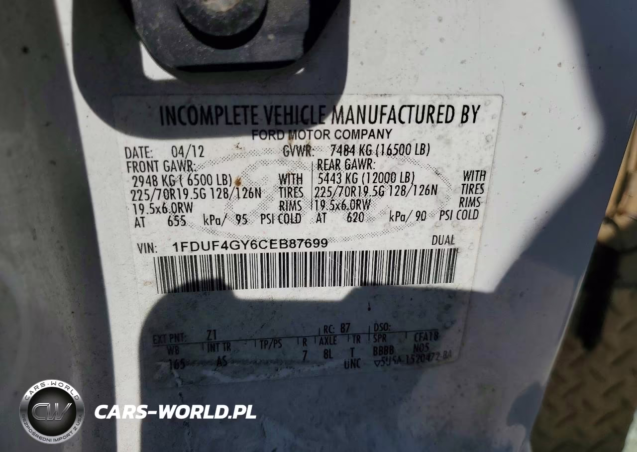 2012 Ford F450 Super Duty VIN:1FDUF4GY6CEB87699 - 12
