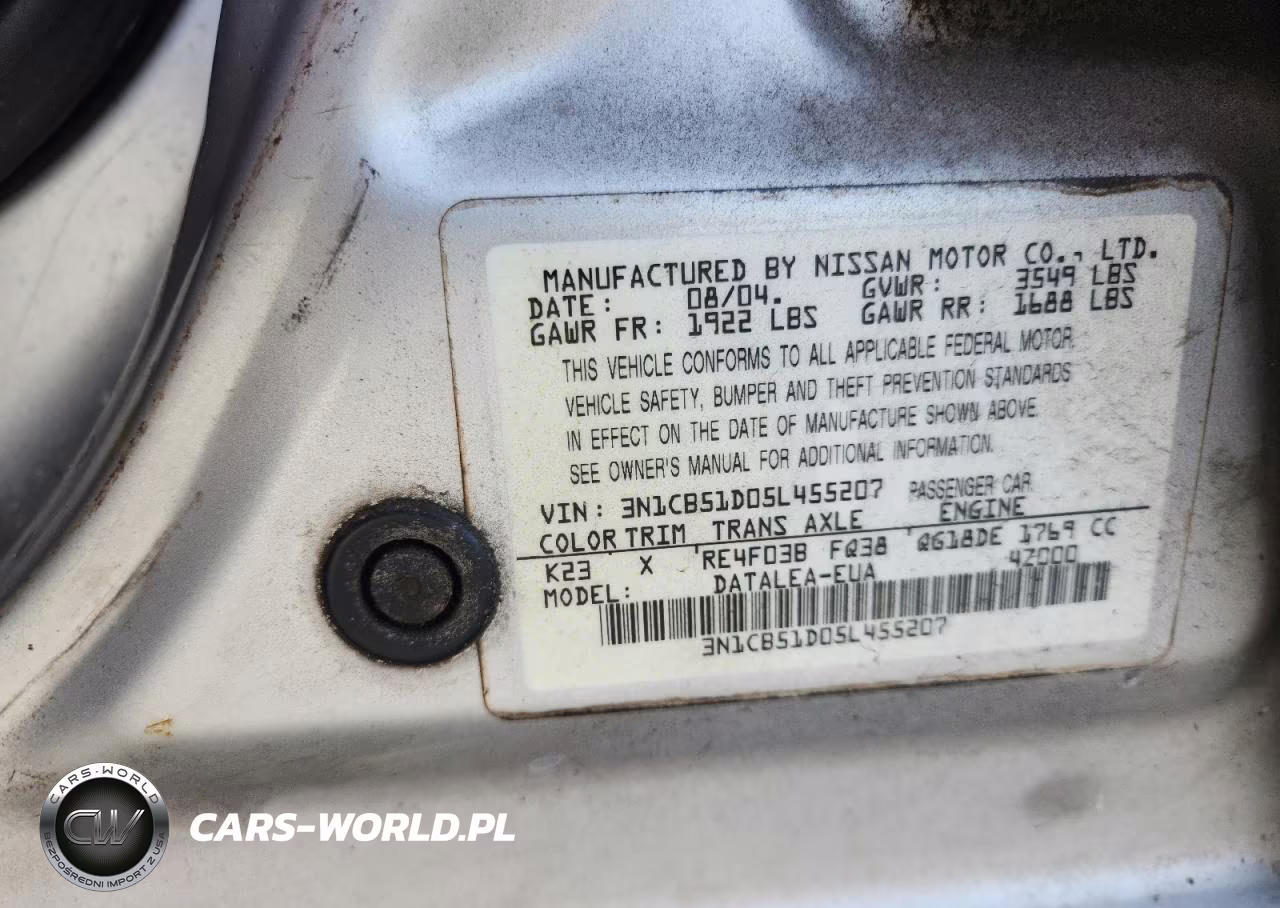 2005 Nissan Sentra 1.8 VIN:3N1CB51D05L455207 - 12